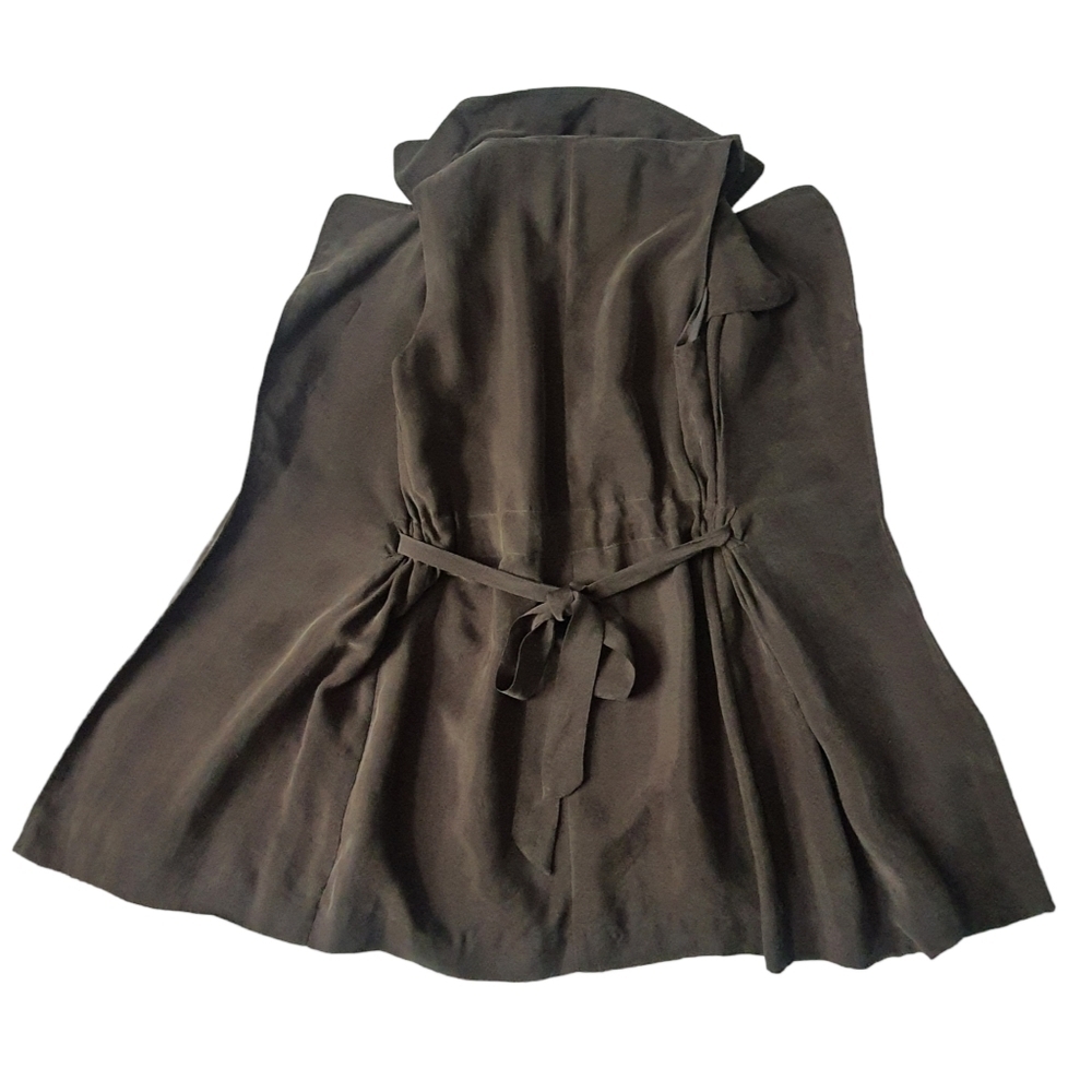 ELEVENSES Anthropologie Long Drape Vest Dark Sage Relaxed Fit XXSP - Picture 6 of 9